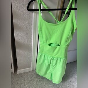 Free People Movement Righteous Runsie Neon Lime - discontinued color, size Large